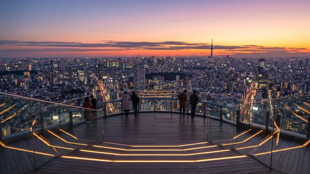 AI-generated — rooftop deck at dusk